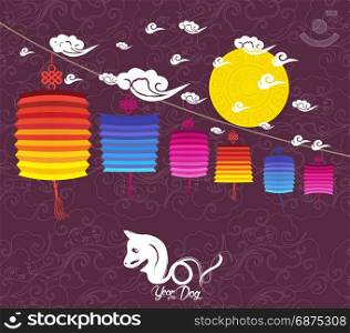 Happy New Year 2018 greeting card. Chinese New Year of the dog