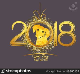 Happy New Year 2018 greeting card. Year of the dog