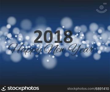 happy new year 2018 in square with bokeh and lens flare pattern blue background vector. happy new year 2018 in square with bokeh and lens flare pattern blue background eps 10vector