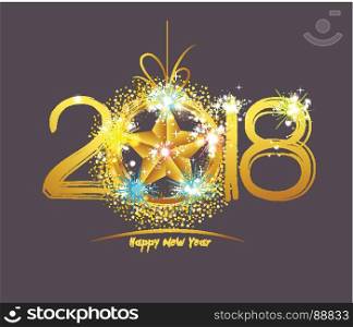 Happy New Year 2018 star gold