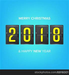 Happy New Year 2018. Vector Merry Christmas Greeting Card Blank.. Happy New Year 2018. Vector Greeting Card, Brochure Or Poster Templat