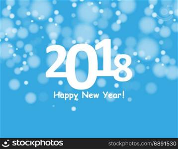 happy new year 2018 with bokeh and lens flare pattern on blue sky background. vector. happy new year 2018 with bokeh and lens flare pattern on blue sky background. vector eps 10