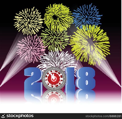 Happy new year 2018 with Firework background