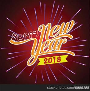 Happy new year 2018 with Firework background
