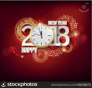Happy new year 2018 with Firework background and merry christmas
