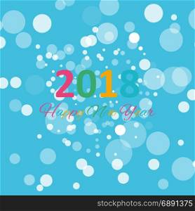 happy new year 2018 with snowflake and bokeh pattern on winter blue background vector . happy new year 2018 with snowflake and bokeh pattern on winter blue background