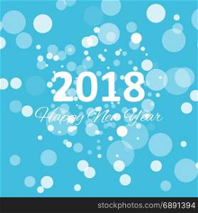happy new year 2018 with snowflake and bokeh pattern on winter blue background vector . happy new year 2018 with snowflake and bokeh pattern on winter blue background