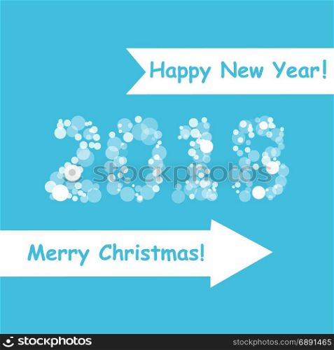 happy new year 2018 with snowflake and bokeh pattern on winter blue background vector. happy new year 2018 with snowflake and bokeh pattern on winter blue background
