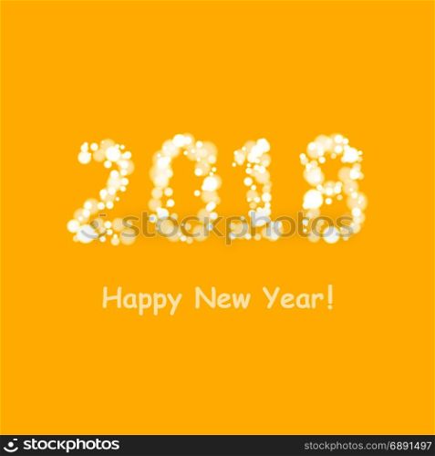 happy new year 2018 with snowflake and bokeh pattern on winter blue background vector. happy new year 2018 with snowflake and bokeh pattern on winter blue background