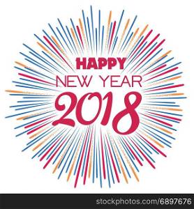 Happy new year 2018 with typography text on firework background