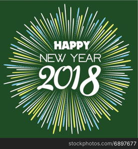 Happy new year 2018 with typography text on firework background