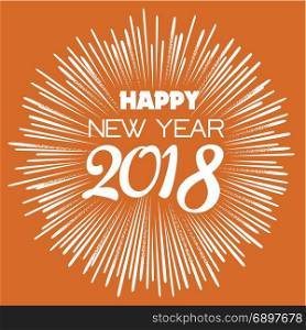 Happy new year 2018 with typography text on firework background