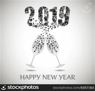 Happy new year 2019 with champagne glasses