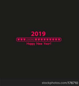 Happy new year 2019 with Love loading progress bar. Vector.. Happy new year 2019 with Love loading progress bar. Vector