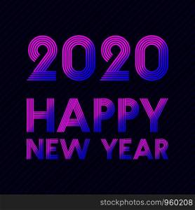 Happy New Year 2020 background retro line design for holiday flyer, greeting, invitation card, flyer, poster, brochure cover, typography or other printing products. Vector illustration.. Happy New Year 2020 background retro line design for holiday flyer, greeting, invitation card, flyer, poster, brochure cover, typography or other printing products. Vector illustration