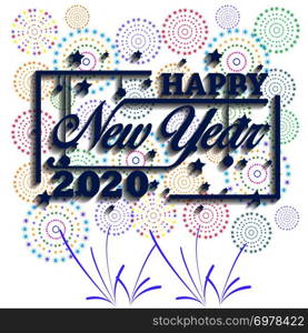 Happy New Year 2020 background with fireworks.