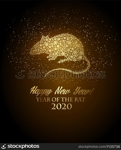 Happy New Year 2020 background. Year of the Rat concept. Vector