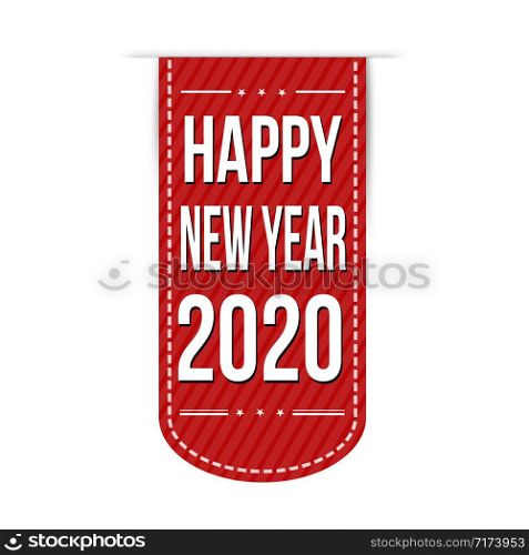 Happy new year 2020 banner design on white background, vector illustration