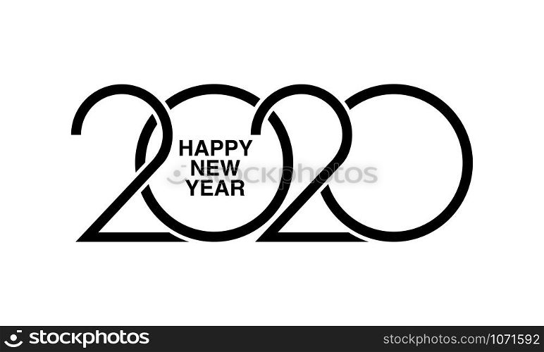 Happy New Year 2020 logo text design. Brochure design template, card, banner. Vector illustration of Cover of business diary for 2020