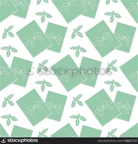 Happy new year 2020, Merry Christmas. Vector seamless pattern with gifts, mistletoe. Festive background. Design for textile, wrapping, print.