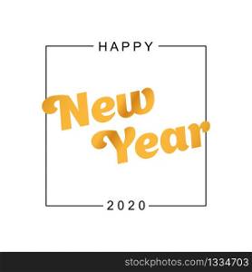 Happy New Year 2020. Vector illustration in gold color on a white background. EPS 10