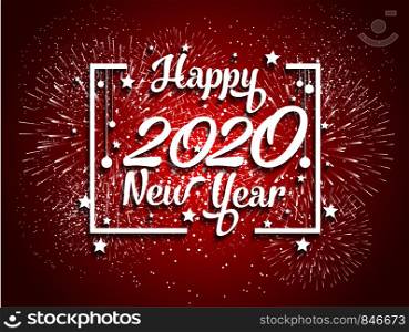 Happy New Year 2020 with firework background.