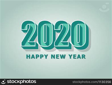 Happy new year 2020 with green retro style, stock vector