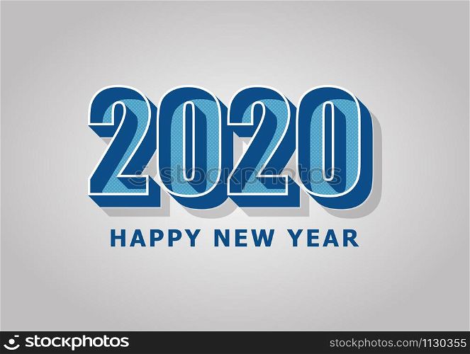 Happy new year 2020 with retro style, stock vector