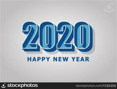Happy new year 2020 with retro style, stock vector