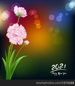 Happy New Year 2021 background template. Merry Christmas and Happy New Year holiday symbol template. Chinese new year, year of the ox