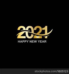 Happy New Year 2021 Text Gold inspiration Design  logo illustration