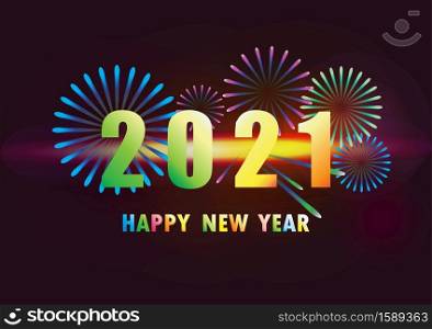 Happy new year 2021 with a firework background. Firework display colorful for holidays. firework design, vector illustration. Decoration element for a card or web design Colorful.