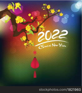 Happy new year 2022 background. Golden shiny numbers with confetti and ribbons on black background. Holiday greeting card design.