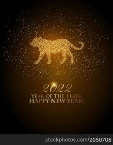 Happy New Year 2022 background. Year of the Tiger concept. Vector