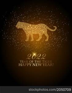 Happy New Year 2022 background. Year of the Tiger concept. Vector