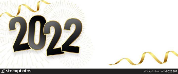 happy new year 2022 banner with golden ribbons