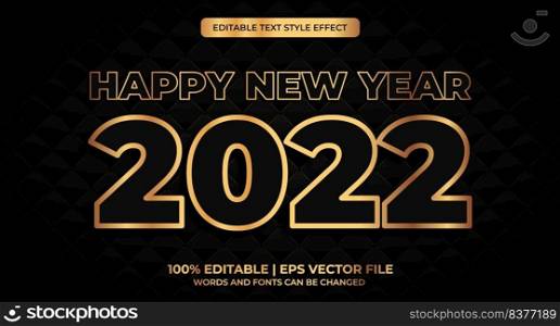 Happy new year 2022 gold shiny 3d editable text effect. Vector illustration