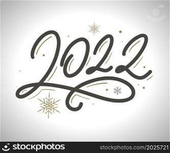 Happy new year 2022 logo text design. 2022 year number design template continuous line drawing. Vector illustration with black cats isolated on white background