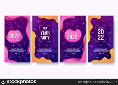 Happy New Year 2022 Stories Template Flat Design Illustration Editable of Square Background Suitable for Social media, Feed, Card, Greetings and Web Internet Ads