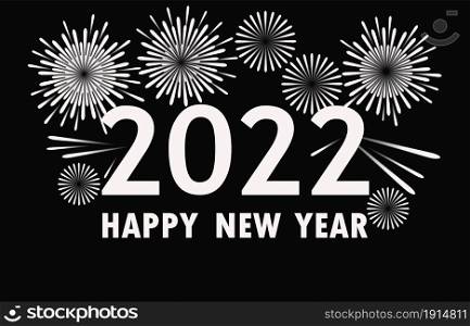 Happy new year 2022 with a firework background. Firework black and white for the holidays. firework design, vector illustration. Decoration element for a card or web design. Set your color prototype.