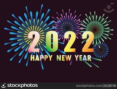 Happy new year 2022 with a firework background. Firework display colorful for holidays. firework design, vector illustration. Decoration element for a card or web design Colorful.