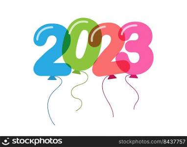 Happy New Year 2023. Balloons for New Year and Christmas greetings. Template for postcards, banners and creative design