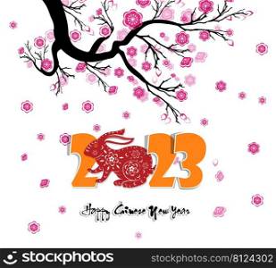 Happy new year 2023, Chinese new year, Year of the Rabbit, Zodiac sign for greetings card, invitation, posters, brochure, calendar, flyers, banners.