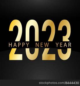 Happy New Year 2023. Golden background for New Year and Christmas greetings. template for postcards, banners and creative design