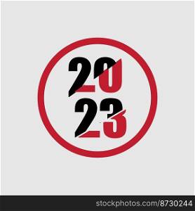 happy new year 2023 logo vector illustration design template on gray background