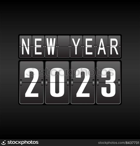 Happy New Year 2023. Scoreboard for New Year and Christmas greetings. Template for postcards, banners and creative design