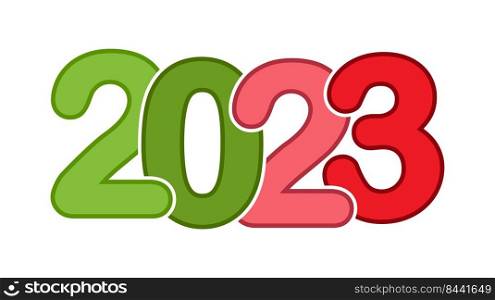 Happy New Year 2023. Stylized inscription for New Year and Christmas greetings. template for postcards, banners and creative design.