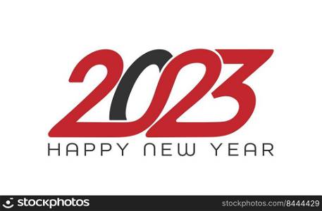 Happy New Year 2023. Stylized inscription for New Year and Christmas greetings. template for postcards, banners and creative design