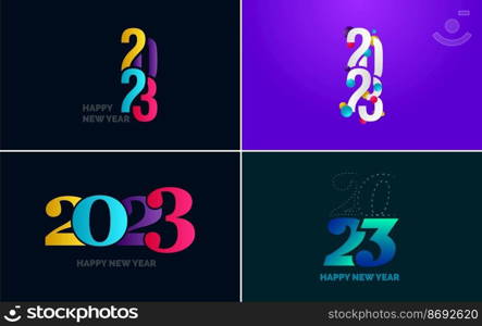 Happy New Year 2023 text design. Cover of business diary for 2023 with wishes. Brochure design template. card. banner