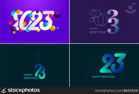 Happy New Year 2023 text design Pack. for Brochure design template. card. banner
